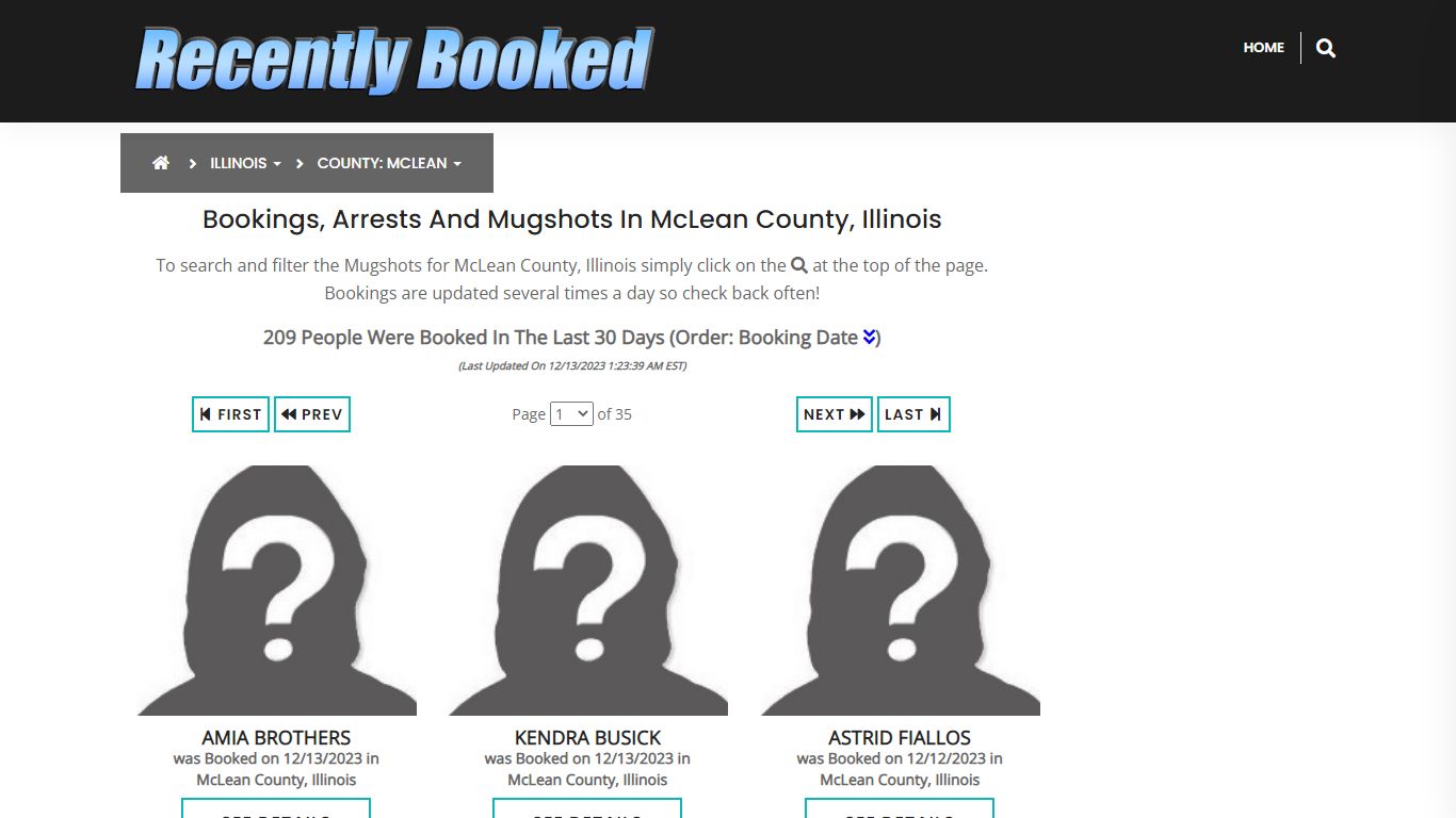 Recent bookings, Arrests, Mugshots in McLean County, Illinois